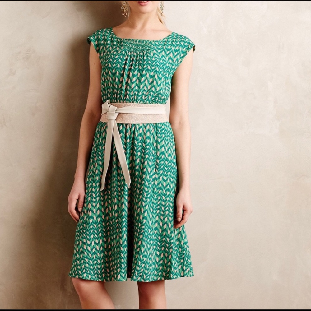 Anthropologie Maeve green sz medium dress w/pocket